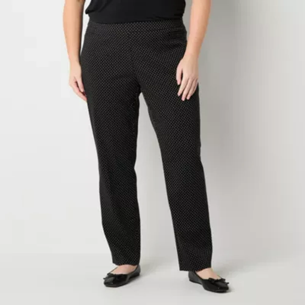 Liz Claiborne-Plus Lisa Womens Mid Rise Straight Pull-On Pants