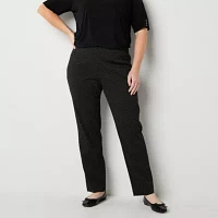 Liz Claiborne-Plus Lisa Womens Mid Rise Straight Pull-On Pants