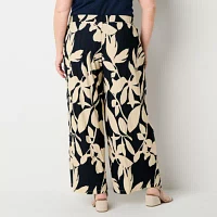 Liz Claiborne-Plus Womens Mid Rise Wide Leg Pull-On Pants