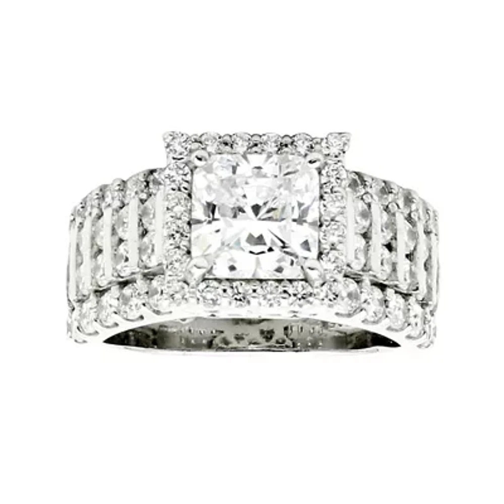 DiamonArt® Cubic Zirconia Sterling Silver  Frame Ring