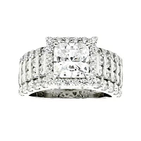 DiamonArt® Cubic Zirconia Sterling Silver  Frame Ring