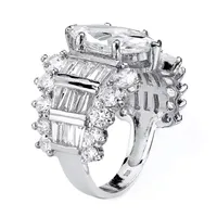 DiamonArt® Womens White Cubic Zirconia Sterling Silver Engagement Ring