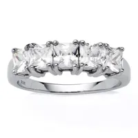 DiamonArt® 2MM / CT. T.W. White Cubic Zirconia Platinum Over Silver Square Band