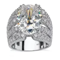 DiamonArt® Womens White Cubic Zirconia Sterling Silver Oval Engagement Ring