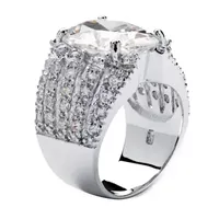 DiamonArt® Womens White Cubic Zirconia Sterling Silver Oval Engagement Ring