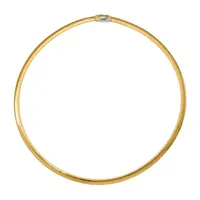 14K Two Tone Gold Inch Semisolid Omega Chain Necklace