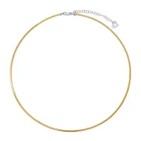 14K Two Tone Gold Inch Semisolid Omega Chain Necklace