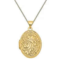 Womens 14K Gold Oval Locket Necklace