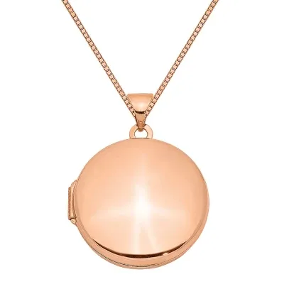 Womens 14K Rose Gold Round Locket Necklace