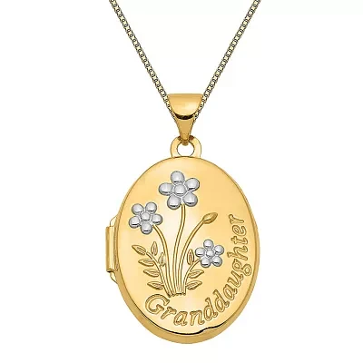 "Grandaughter" Womens 14K Gold Oval Locket Necklace