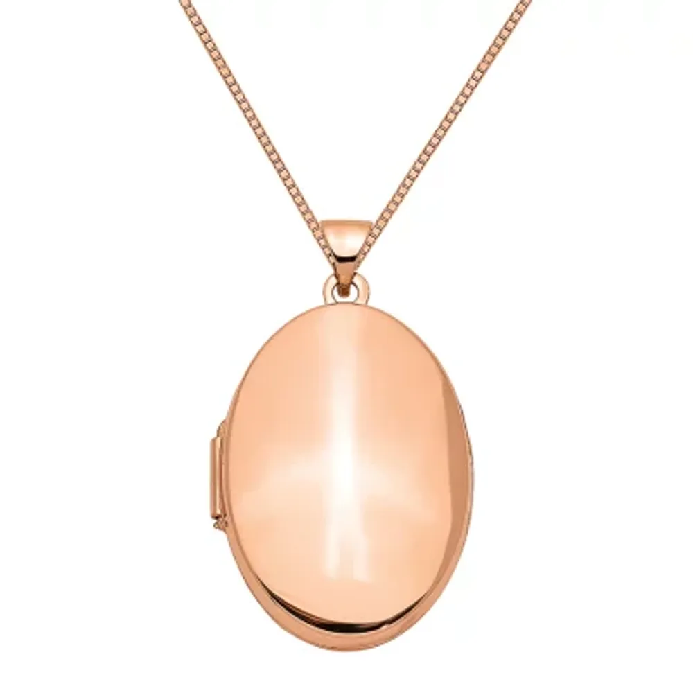 Womens 14K Rose Gold Oval Locket Necklace