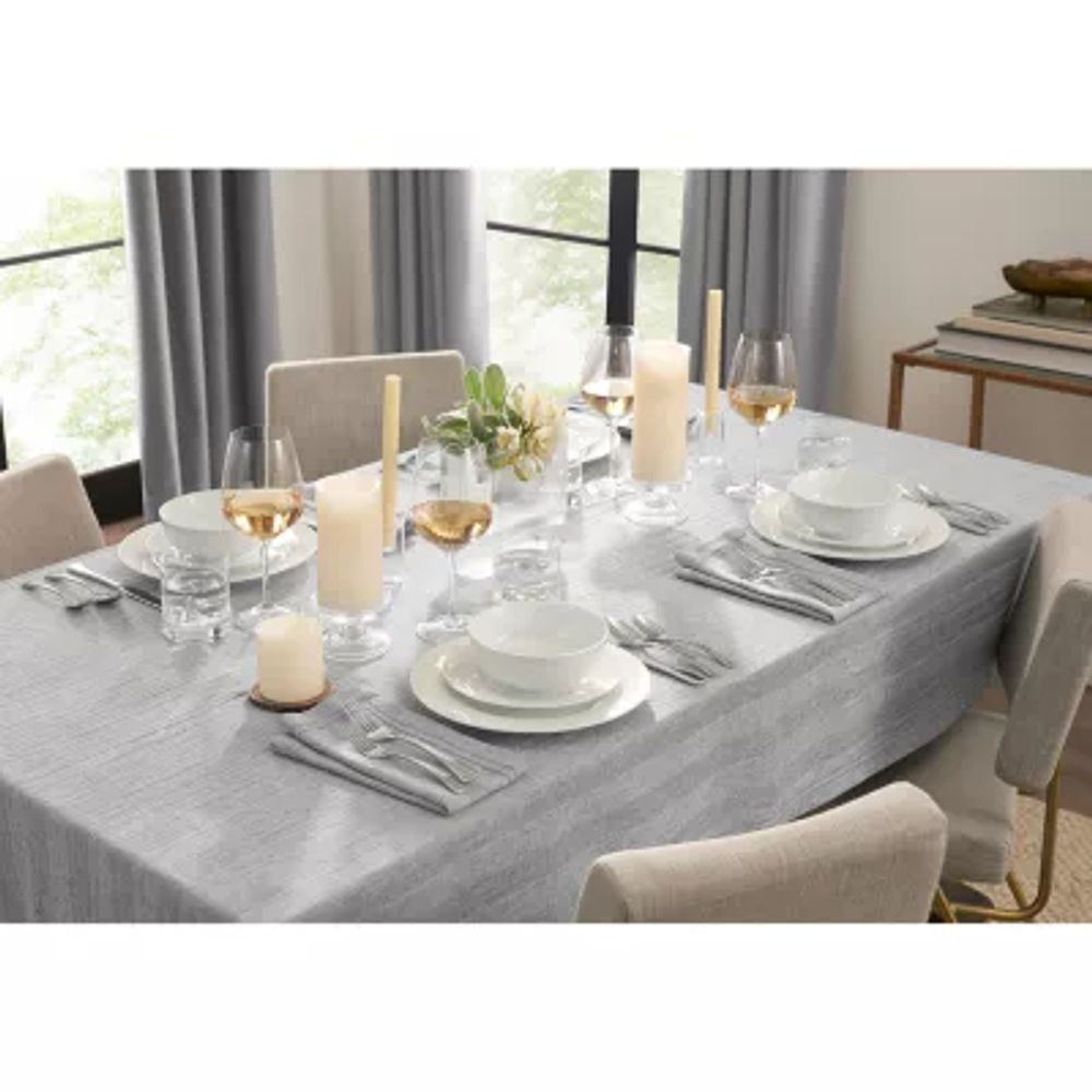 Fieldcrest Luxury Cotton-Linen Herringbone Tablecloth