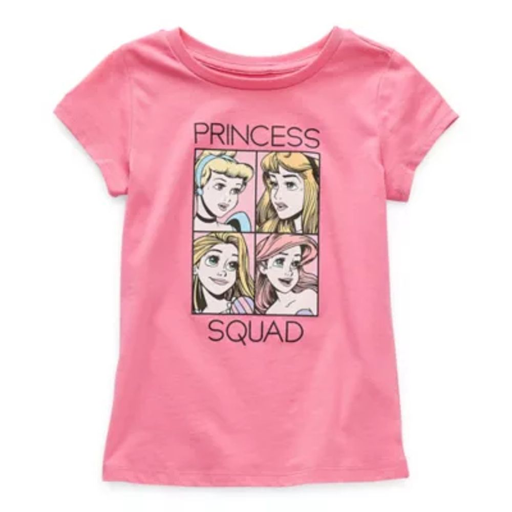 Disney Collection Little & Big Girls Crew Neck Princess Short Sleeve  Graphic T-Shirt