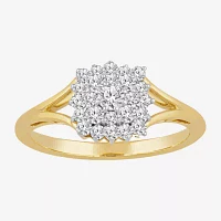 Womens 1/ CT. T.W. Natural White Diamond 10K Gold Cluster Cocktail Ring