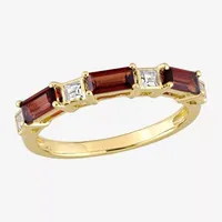 Womens Genuine Red Garnet 10K Gold Stackable Ring