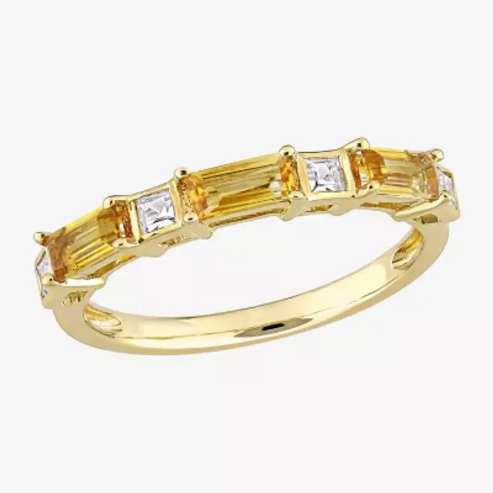 Womens Genuine Yellow Citrine 10K Gold Stackable Ring