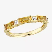 Womens Genuine Yellow Citrine 10K Gold Stackable Ring