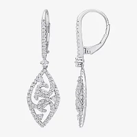 Lab Created White Moissanite Sterling Silver Drop Earrings