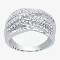 H-I / I1) 1 CT. T.W. Lab Grown Diamond Sterling Silver Crossover Band