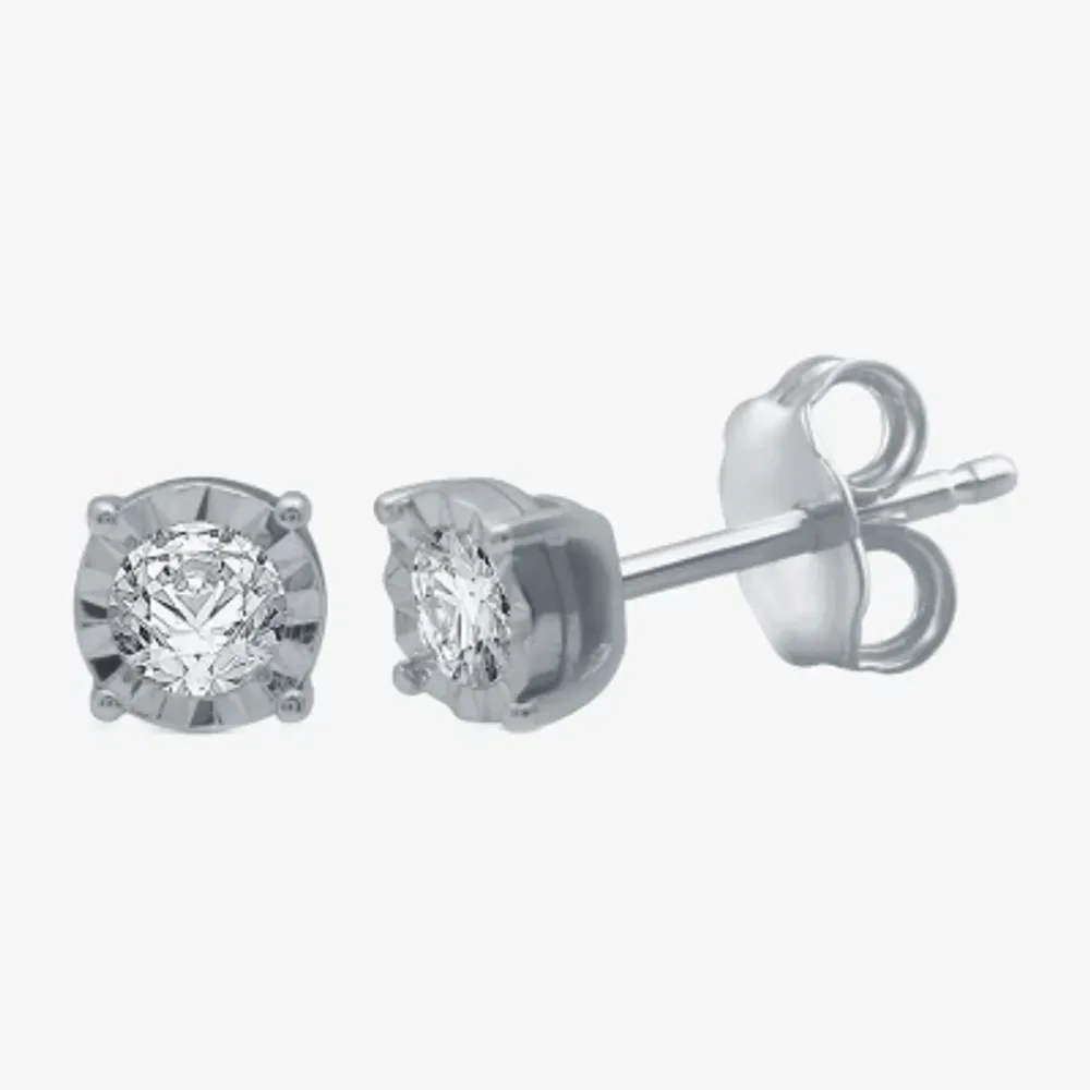 (G / SI1-SI2) Ever Star 1/5 CT. T.W. Lab Grown White Diamond Sterling Silver or 14K Gold over 5.3mm Stud Earrings