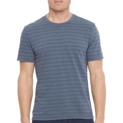 mutual weave Striped Mens Crew Neck Short Sleeve T-Shirt