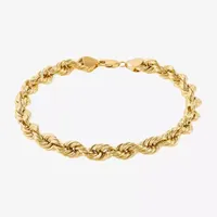 Made in Italy 10K Gold 9 Inch Hollow Rope Chain Bracelet