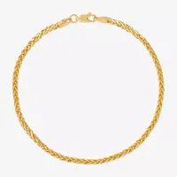 Made in Italy 14K Gold 8 1/2 Inch Solid Wheat Chain Bracelet