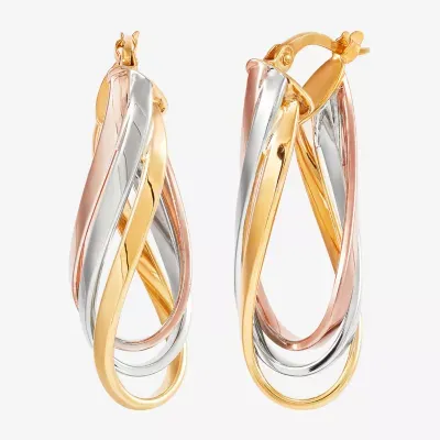 Made in Italy 14K Tri-Color Gold 32mm Round Hoop Earrings