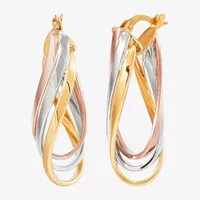 Made in Italy 14K Tri-Color Gold 32mm Round Hoop Earrings