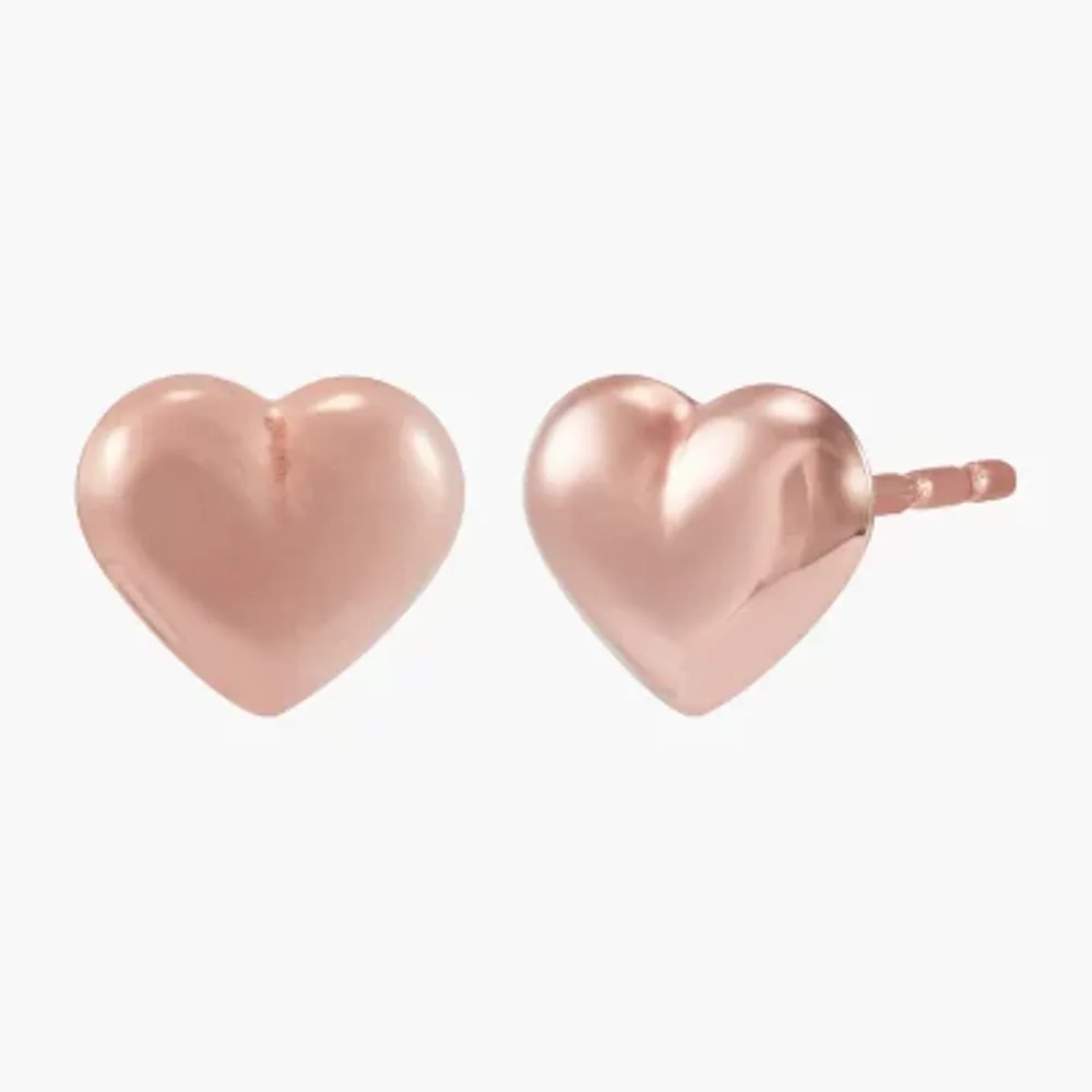 14K Gold 6.2mm Heart Stud Earrings