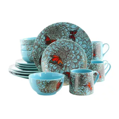 Elama Butterfly Garden 16-pc. Stoneware Dinnerware Set