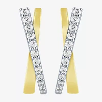 (H-I / I1) 1 CT. T.W. Lab Grown White Diamond 10K Two Tone Gold 24.3mm Hoop Earrings