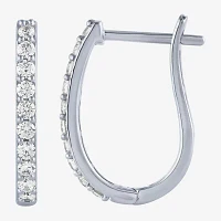 (H-I / I1) 1/2 CT. T.W. Lab Grown White Diamond 10K or Yellow Gold 18mm Hoop Earrings