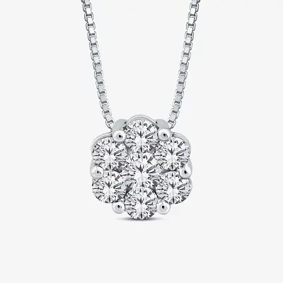 Diamond Blossom (I / I1) Womens 5/8 CT. T.W. Lab Grown White Diamond 10K White Gold Pendant Necklace