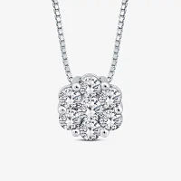 Diamond Blossom (I / I1) Womens 5/8 CT. T.W. Lab Grown White Diamond 10K White Gold Pendant Necklace