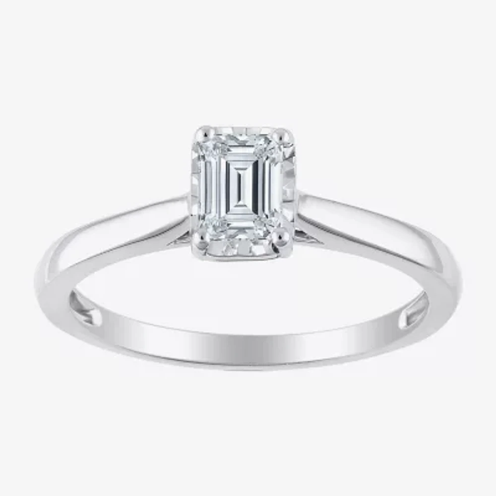 (G / Si2) Womens 1/2 CT. Lab Grown White Diamond 10K White Gold Solitaire Engagement Ring