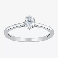 (G / Si2) Womens 1/2 CT. Lab Grown White Diamond 10K Gold Oval Solitaire Engagement Ring