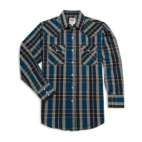 Ely Cattleman Textured Plaid Mens Long Sleeve Western Shirt