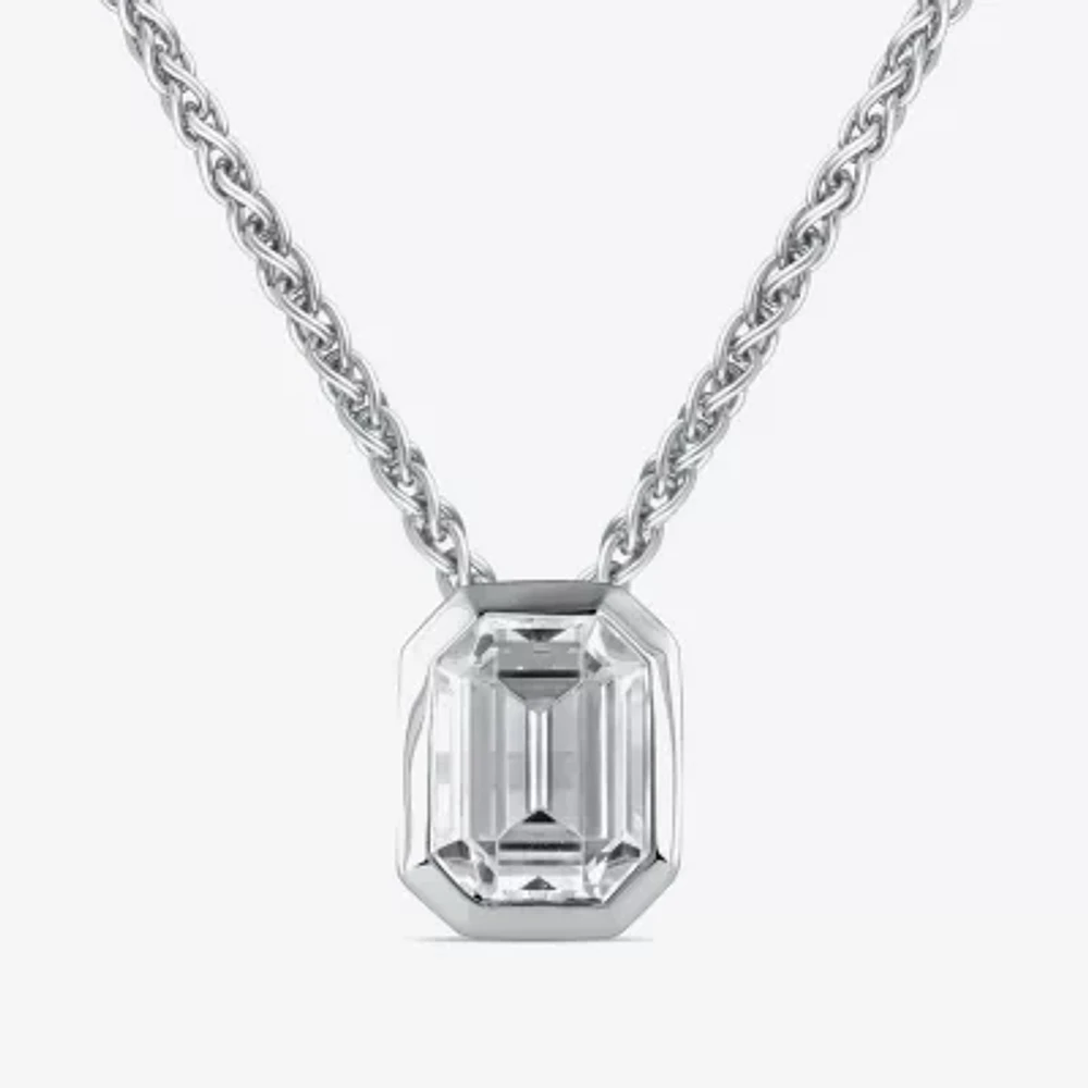 (F / Si2) Womens 2 CT. Lab Grown White Diamond 10K White Gold Pendant Necklace