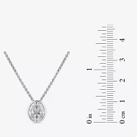 (F / Si2) Womens 2 CT. Lab Grown White Diamond 10K White Gold Oval Pendant Necklace