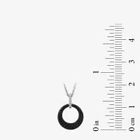 Midnight Black Womens 1/10 CT. T.W. Natural Black Diamond Sterling Silver Circle Pendant Necklace