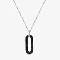 Midnight Black Womens 1/5 CT. Natural Black Diamond Sterling Silver Pendant Necklace