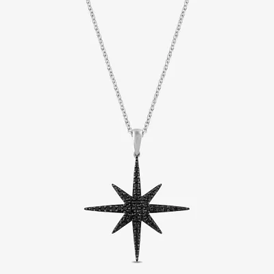 Midnight Black North Star Womens 1/4 CT. T.W. Natural Black Diamond Sterling Silver Star Pendant Necklace