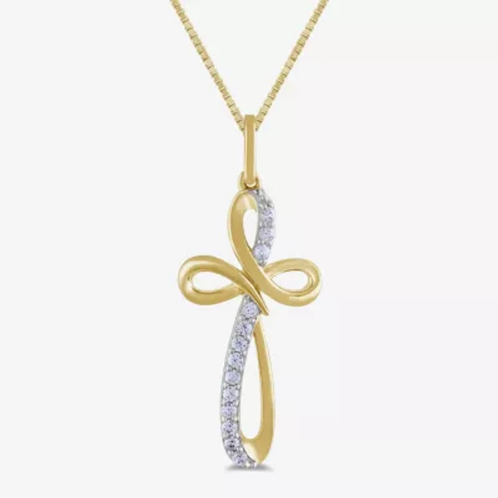 Womens 1/10 CT. T.W. Lab Grown White Diamond 14K Gold Over Silver Heart Pendant Necklace