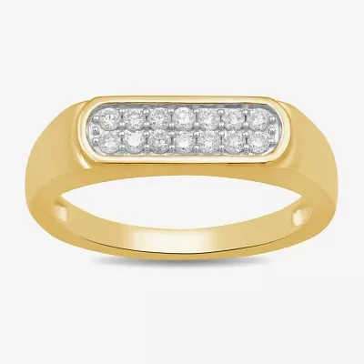 Womens 1/5 CT. Lab Grown White Diamond 14K Gold Over Silver Anniversary Cocktail Ring