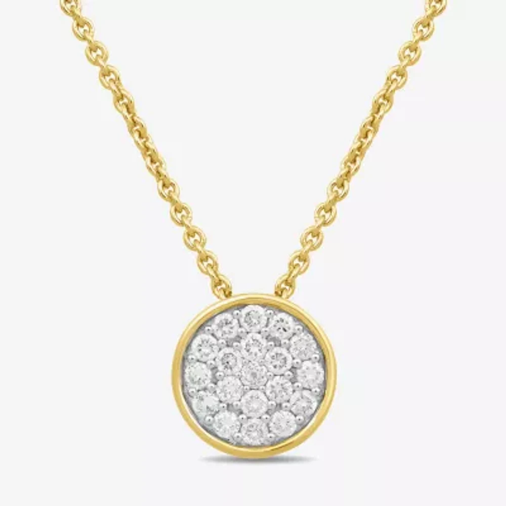 Womens 1/5 CT. Lab Grown White Diamond 14K Gold Over Silver Round Pendant Necklace