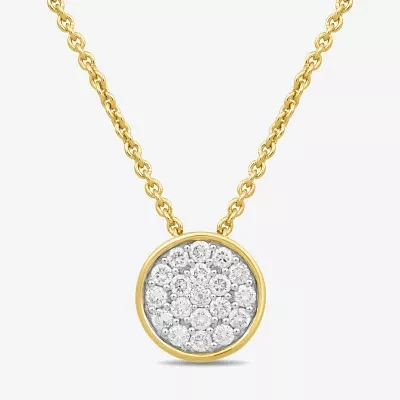 Womens 1/5 CT. Lab Grown White Diamond 14K Gold Over Silver Round Pendant Necklace