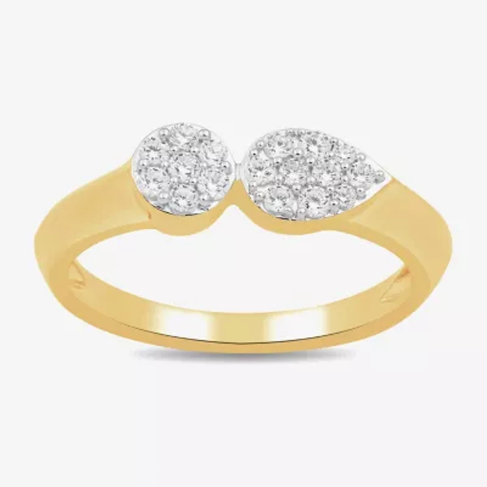Womens 1/ CT. T.W. Lab Grown White Diamond 14K Gold Over Silver Cocktail Ring