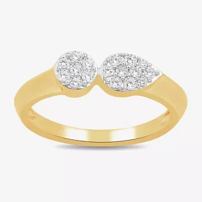 Womens 1/ CT. T.W. Lab Grown White Diamond 14K Gold Over Silver Cocktail Ring