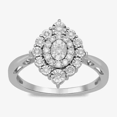 Womens 1/ CT. T.W. Lab Grown White Diamond Sterling Silver Cocktail Ring